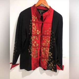 Icelandic Design Embroidered Asian Silk Blend Jacker Women’s Size L